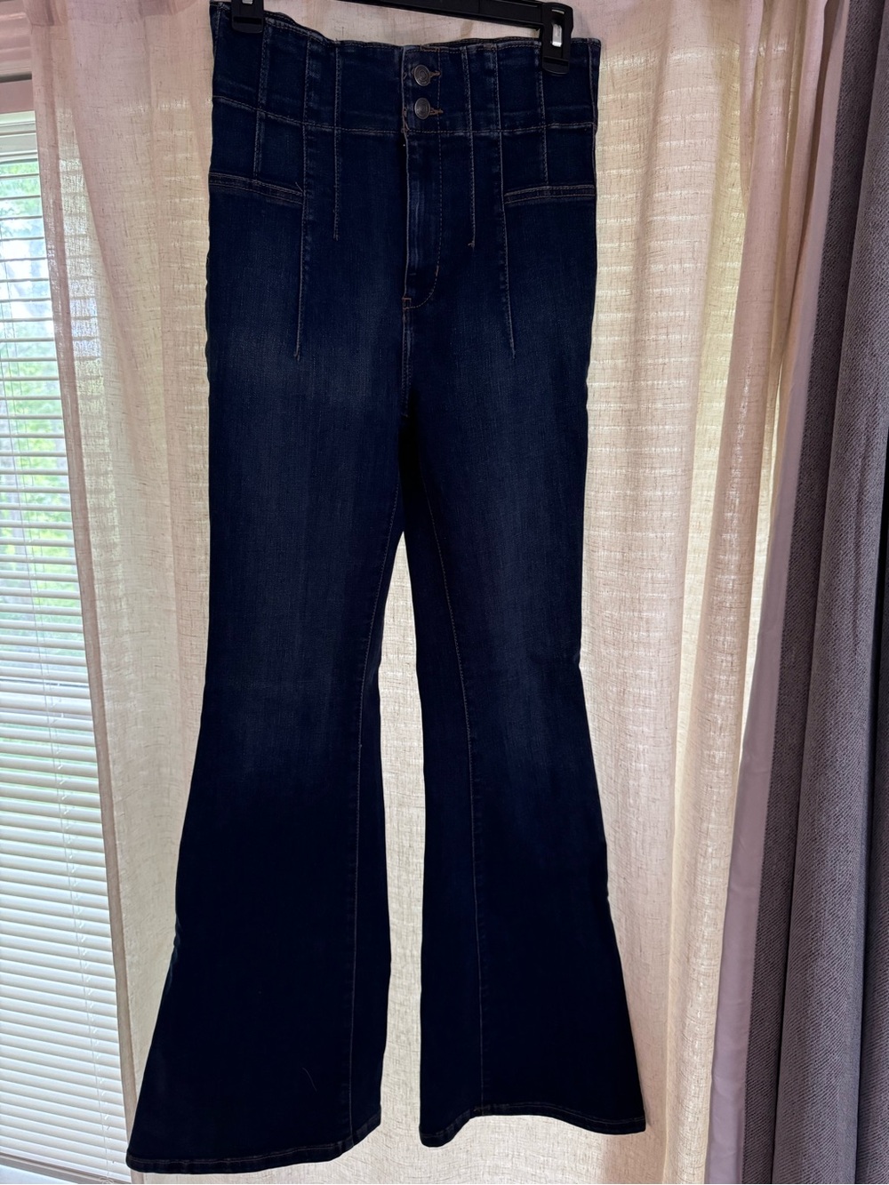 We The Free Dark Blue High-Rise Flare Jeans